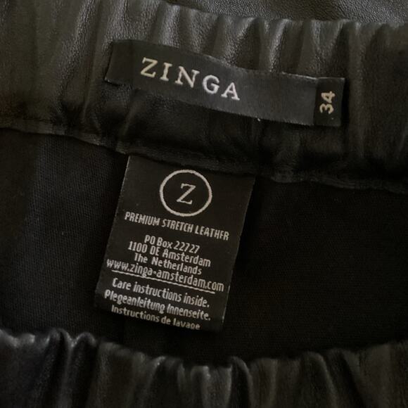 Zinga Black 100% Lamb Leather Stretch Uma Leggings 34 XS-S $695 - Picture 10 of 10